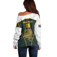 South Africa Rugby Personalised Off Shoulder Sweater Springboks Mascot With King Protea - African Pattern - Wonder Print Shop