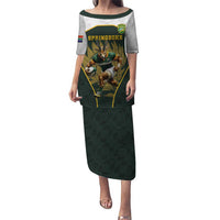 South Africa Rugby Personalised Puletasi Springboks Mascot With King Protea - African Pattern - Wonder Print Shop