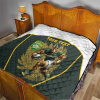 South Africa Rugby Personalised Quilt Springboks Mascot With King Protea - African Pattern - Wonder Print Shop