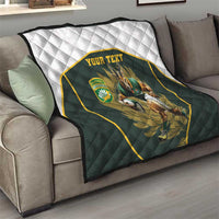 South Africa Rugby Personalised Quilt Springboks Mascot With King Protea - African Pattern - Wonder Print Shop