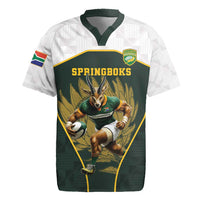 South Africa Rugby Personalised Rugby Jersey Springboks Mascot With King Protea - African Pattern - Wonder Print Shop