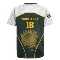 South Africa Rugby Personalised Rugby Jersey Springboks Mascot With King Protea - African Pattern - Wonder Print Shop