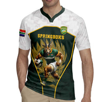 South Africa Rugby Personalised Rugby Jersey Springboks Mascot With King Protea - African Pattern - Wonder Print Shop