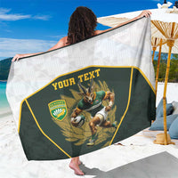 South Africa Rugby Personalised Sarong Springboks Mascot With King Protea - African Pattern - Wonder Print Shop