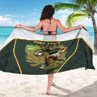 South Africa Rugby Personalised Sarong Springboks Mascot With King Protea - African Pattern - Wonder Print Shop