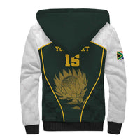 South Africa Rugby Personalised Sherpa Hoodie Springboks Mascot With King Protea - African Pattern - Wonder Print Shop