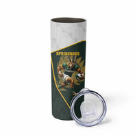 South Africa Rugby Personalised Skinny Tumbler Springboks Mascot With King Protea - African Pattern - Wonder Print Shop