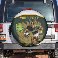 South Africa Rugby Personalised Spare Tire Cover Springboks Mascot With King Protea - African Pattern - Wonder Print Shop