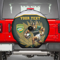 South Africa Rugby Personalised Spare Tire Cover Springboks Mascot With King Protea - African Pattern - Wonder Print Shop
