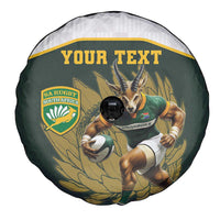 South Africa Rugby Personalised Spare Tire Cover Springboks Mascot With King Protea - African Pattern - Wonder Print Shop