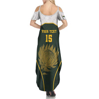 South Africa Rugby Personalised Summer Maxi Dress Springboks Mascot With King Protea - African Pattern - Wonder Print Shop