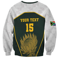 South Africa Rugby Personalised Sweatshirt Springboks Mascot With King Protea - African Pattern - Wonder Print Shop