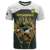 South Africa Rugby Personalised T Shirt Springboks Mascot With King Protea - African Pattern - Wonder Print Shop