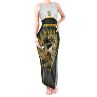 South Africa Rugby Personalised Tank Maxi Dress Springboks Mascot With King Protea - African Pattern - Wonder Print Shop