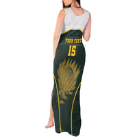 South Africa Rugby Personalised Tank Maxi Dress Springboks Mascot With King Protea - African Pattern - Wonder Print Shop