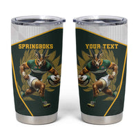 South Africa Rugby Personalised Tumbler Cup Springboks Mascot With King Protea - African Pattern - Wonder Print Shop