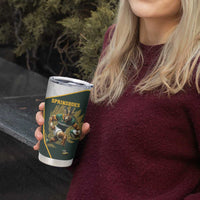 South Africa Rugby Personalised Tumbler Cup Springboks Mascot With King Protea - African Pattern - Wonder Print Shop