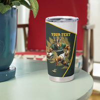 South Africa Rugby Personalised Tumbler Cup Springboks Mascot With King Protea - African Pattern - Wonder Print Shop