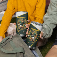 South Africa Rugby Personalised Tumbler Cup Springboks Mascot With King Protea - African Pattern - Wonder Print Shop