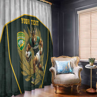South Africa Rugby Personalised Window Curtain Springboks Mascot With King Protea - African Pattern - Wonder Print Shop