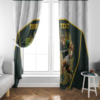 South Africa Rugby Personalised Window Curtain Springboks Mascot With King Protea - African Pattern - Wonder Print Shop