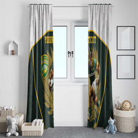 South Africa Rugby Personalised Window Curtain Springboks Mascot With King Protea - African Pattern - Wonder Print Shop
