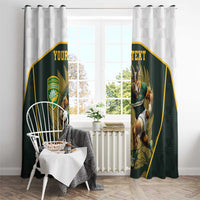 South Africa Rugby Personalised Window Curtain Springboks Mascot With King Protea - African Pattern - Wonder Print Shop