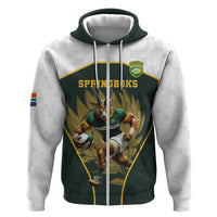 South Africa Rugby Personalised Zip Hoodie Springboks Mascot With King Protea - African Pattern - Wonder Print Shop