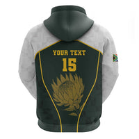 South Africa Rugby Personalised Zip Hoodie Springboks Mascot With King Protea - African Pattern - Wonder Print Shop