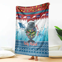 Personalised Cape Verde Christmas Blanket Manatee Feliz Natal