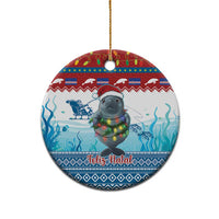Personalised Cape Verde Christmas Ceramic Ornament Manatee Feliz Natal - Wonder Print Shop