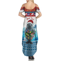 Personalised Cape Verde Christmas Family Matching Summer Maxi Dress and Hawaiian Shirt Manatee Feliz Natal - Wonder Print Shop