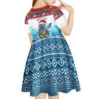 Personalised Cape Verde Christmas Kid Short Sleeve Dress Manatee Feliz Natal - Wonder Print Shop
