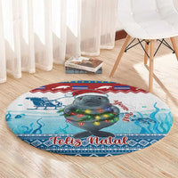 Personalised Cape Verde Christmas Round Carpet Manatee Feliz Natal