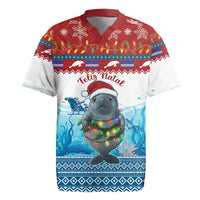 Personalised Cape Verde Christmas Rugby Jersey Manatee Feliz Natal - Wonder Print Shop