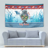 Personalised Cape Verde Christmas Tapestry Manatee Feliz Natal - Wonder Print Shop