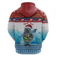 Personalised Cape Verde Christmas Zip Hoodie Manatee Feliz Natal - Wonder Print Shop