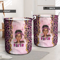 Black Her Story Laundry Basket Faith Pink Leopard - Wonder Print Shop
