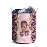 Black Her Story Laundry Basket Faith Pink Leopard - Wonder Print Shop