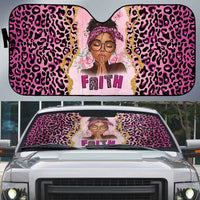 Black Her Story Auto Sun Shade Faith Pink Leopard - Wonder Print Shop