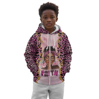 Black Her Story Kid Hoodie Faith Pink Leopard - Wonder Print Shop