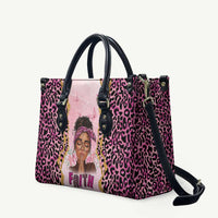 Black Her Story Leather Bag Faith Pink Leopard - Wonder Print Shop