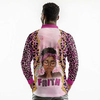 Black Her Story Long Sleeve Polo Shirt Faith Pink Leopard - Wonder Print Shop
