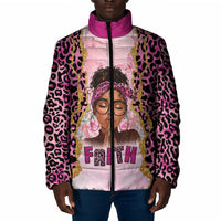 Black Her Story Padded Jacket Faith Pink Leopard - Wonder Print Shop