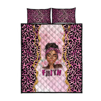 Black Her Story Quilt Bed Set Faith Pink Leopard - Wonder Print Shop