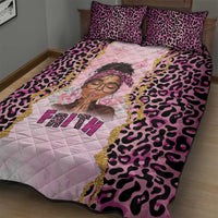 Black Her Story Quilt Bed Set Faith Pink Leopard - Wonder Print Shop