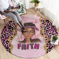 Black Her Story Round Carpet Faith Pink Leopard - Wonder Print Shop