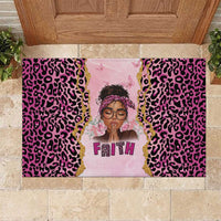 Black Her Story Rubber Doormat Faith Pink Leopard - Wonder Print Shop
