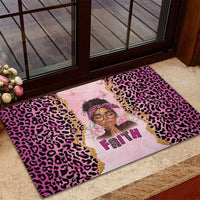 Black Her Story Rubber Doormat Faith Pink Leopard - Wonder Print Shop