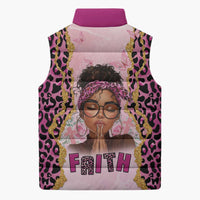 Black Her Story Sleeveless Puffer Jacket Faith Pink Leopard - Wonder Print Shop